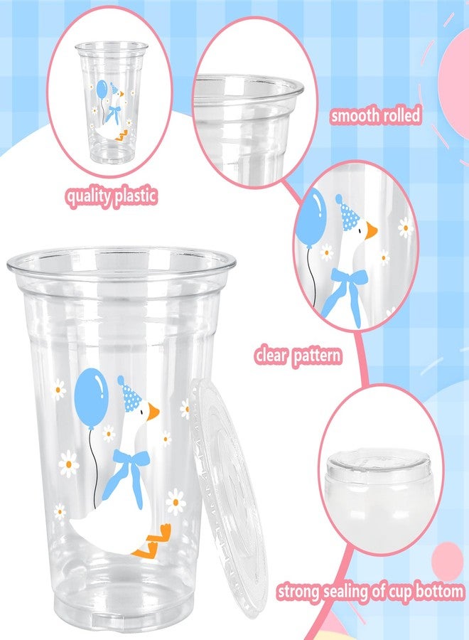 JarThenaAMCS مجموعة جارثينا إيه إم سي إس، ٥٠ قطعة من أكواب بلاستيكية للاستخدام مرة واحدة بتصميم أوزة مرحة، مع أغطية وماصات، سعة ١٢ أونصة، باللونين الوردي والأزرق، مناسبة للمشروبات الباردة، مثالية للفتيات والفتيان، ولحفلات الكشف عن جنس المولود وحفلات استقبال المولود. - Image 3